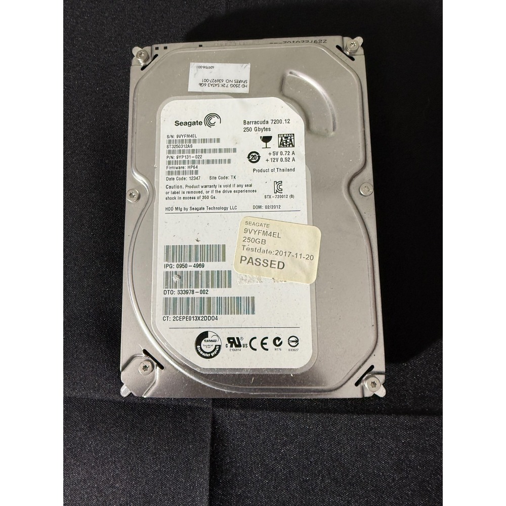 Seagate‎ Barracuda 7200.12 250GB Silver Excellent ST3250312AS SATA 3.5 HDD